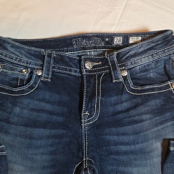 Miss Me Women's Blue Jeans ,mid-Rise Boot,sz 28. - Picture 3 of 8